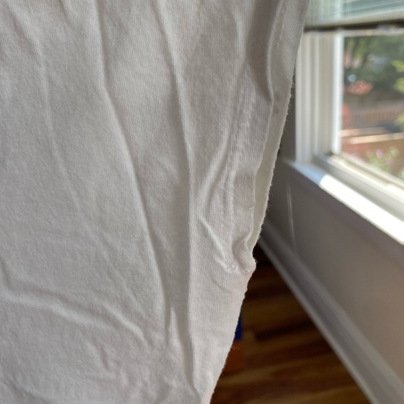 White shirt sleeve t-shirt with sequin dots. Barely worn, but few dots missing. - Picture 6 of 7